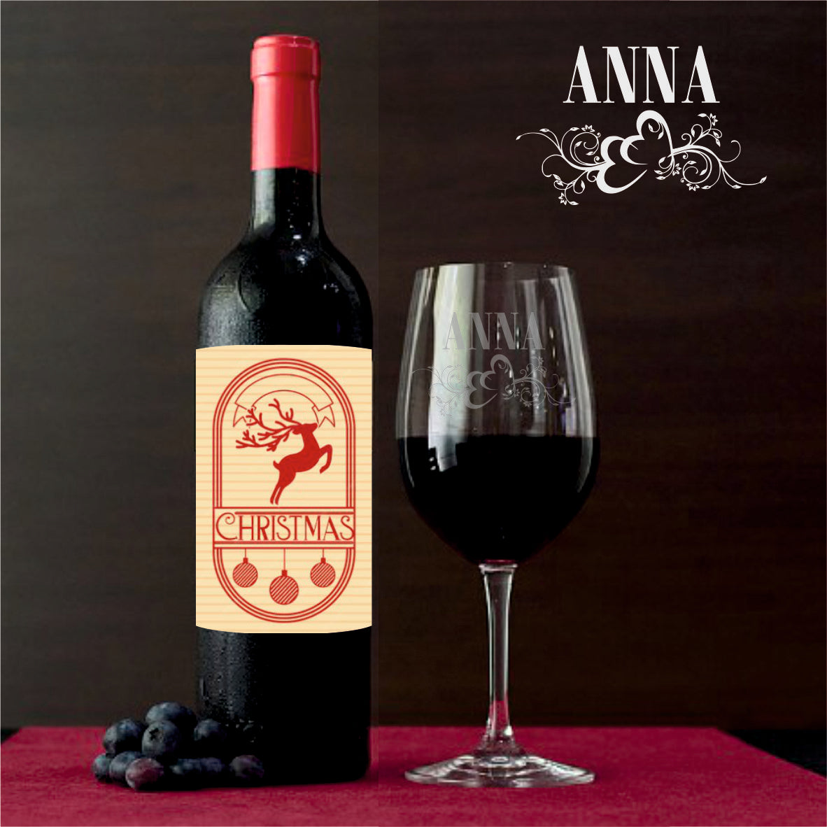 Weinglas mit Gravur – für Rotwein ca. 49cl aus Kristallin