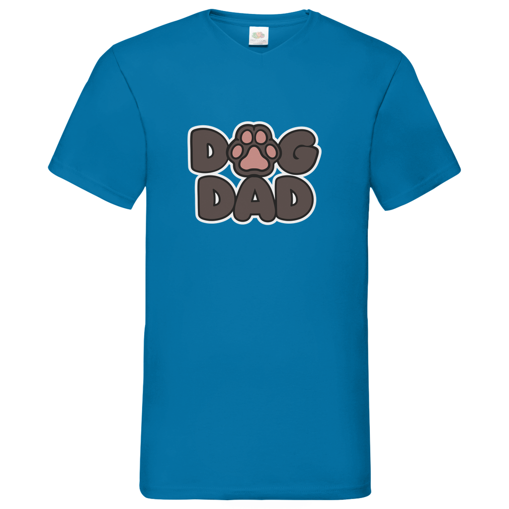 Herren Basic V-Neck T-Shirt Dog Dad Weiß