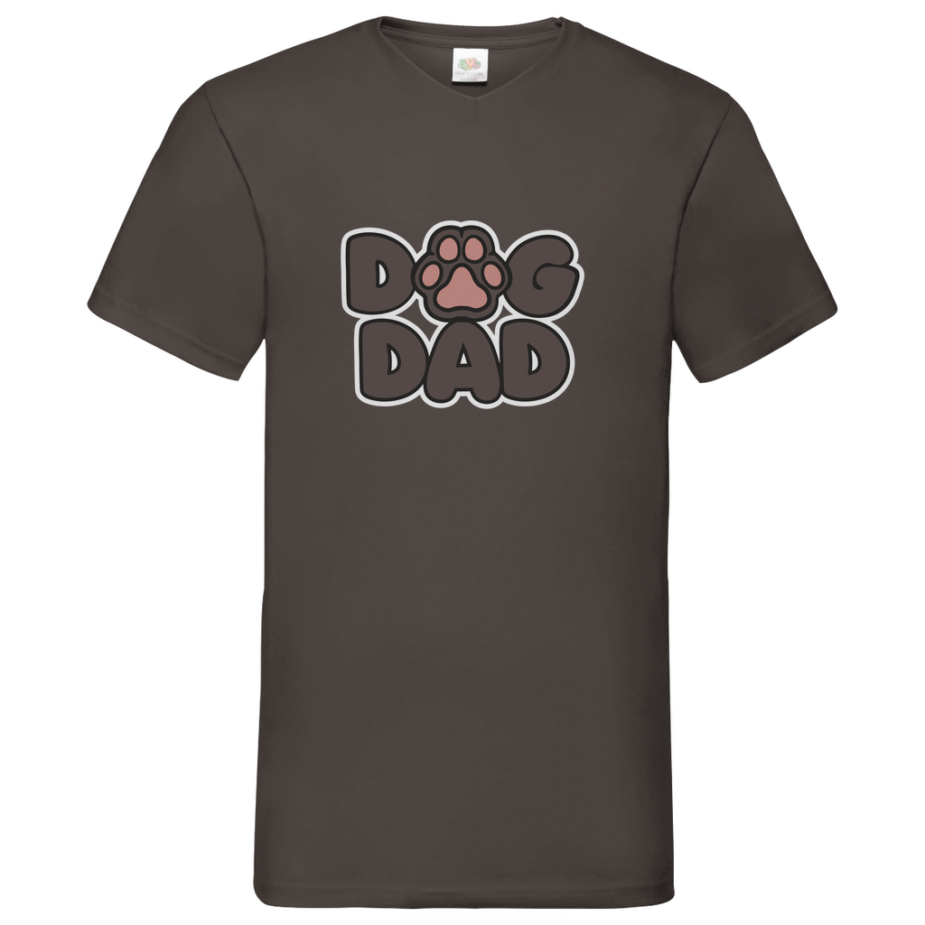 Herren Basic V-Neck T-Shirt Dog Dad Weiß