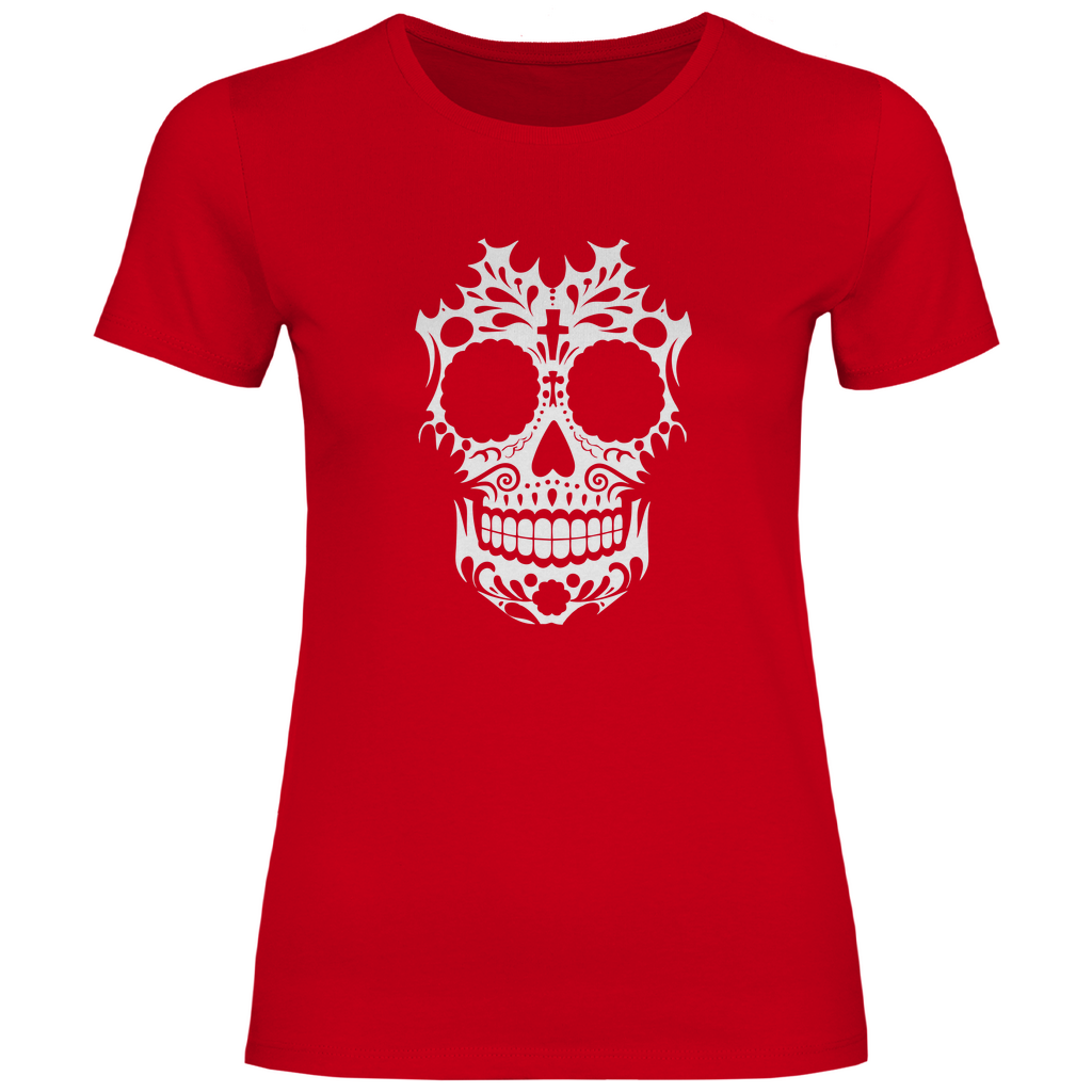 Damen T-Shirt Totenkopf Weiß