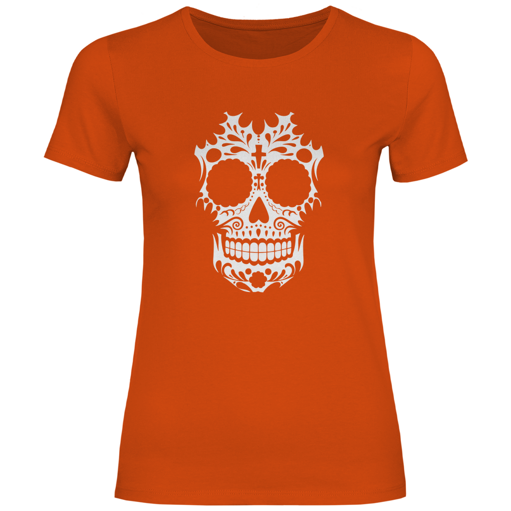 Damen T-Shirt Totenkopf Weiß
