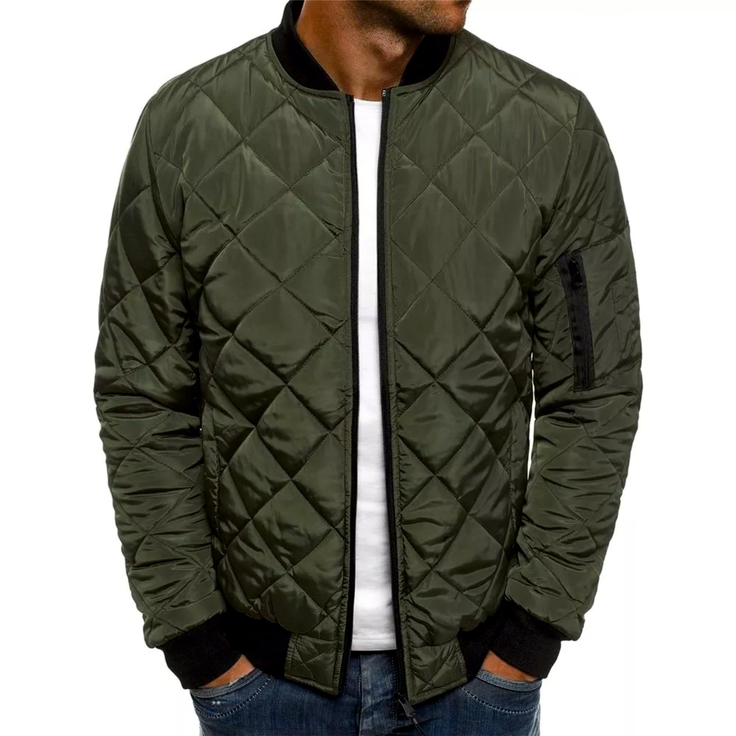 Herrenjacke im Baseball-Style und in trendigen Farben und Steppoptik