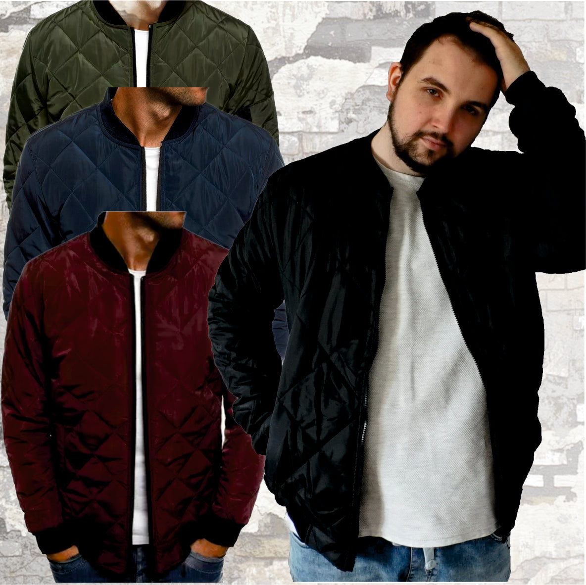 Herrenjacke im Baseball-Style und in trendigen Farben und Steppoptik
