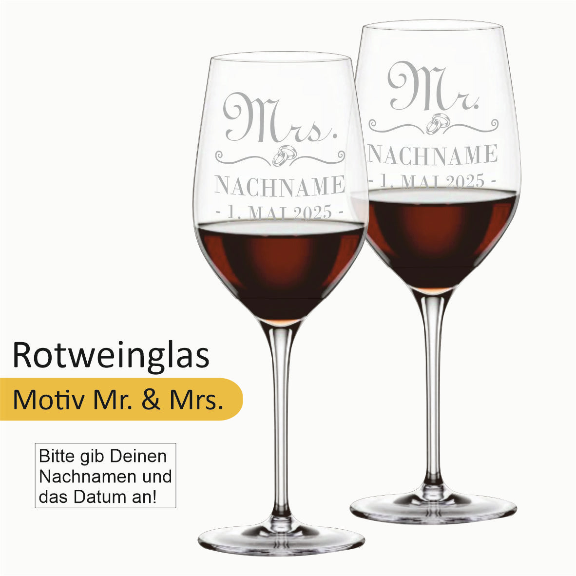 Weinglas mit Gravur – für Rotwein ca. 49cl aus Kristallin