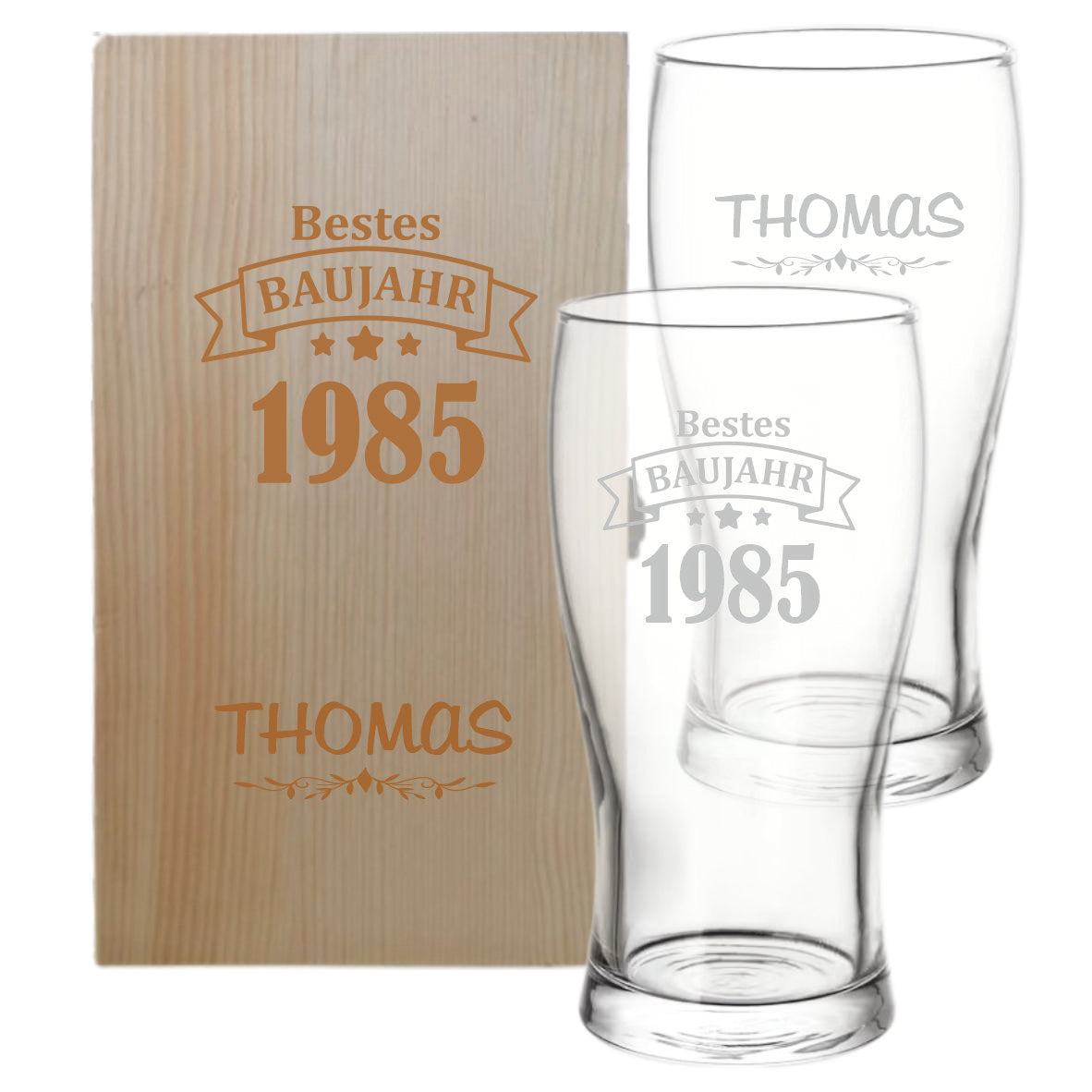 Geschenkkiste aus Holz - passend zu gravierten Gläsern deiner Wahl