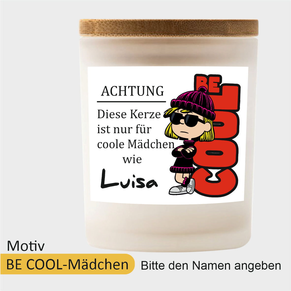 Duftkerze im Glas mit coolen Motiven