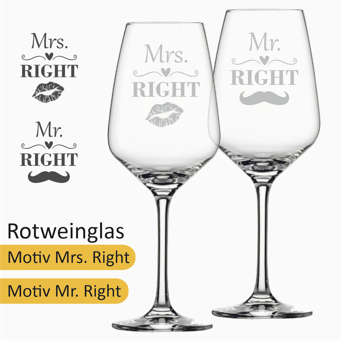 Weinglas mit Gravur – für Rotwein ca. 49cl aus Kristallin