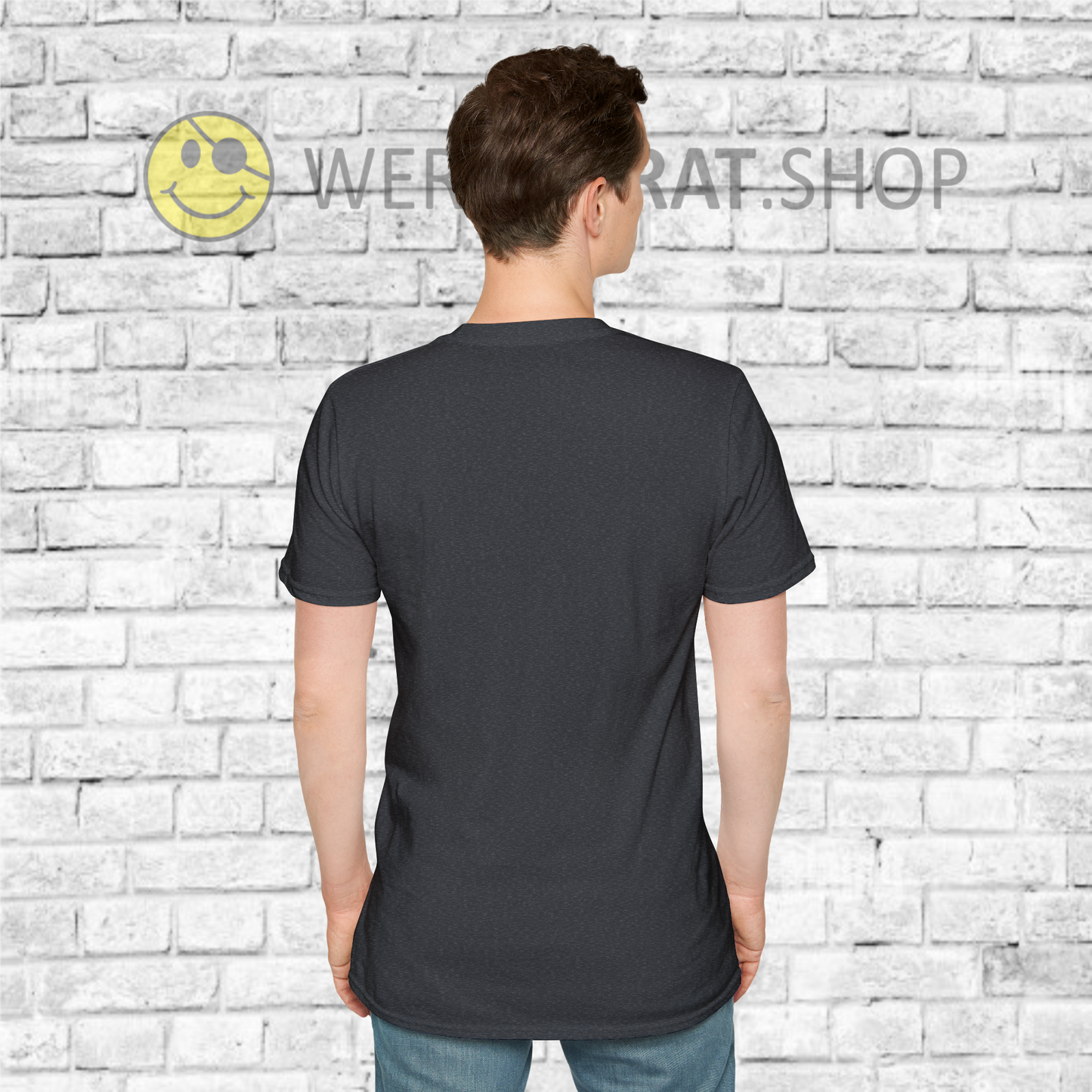 Herren Basic V-Neck T-Shirt Dog Dad Weiß