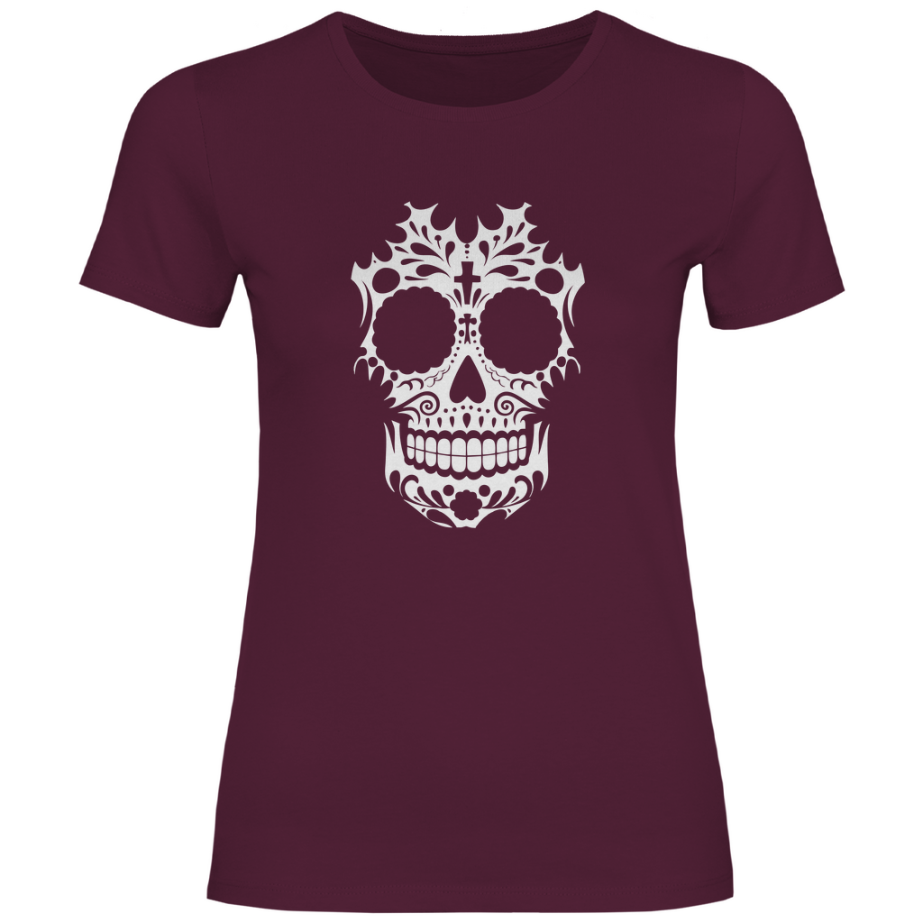 Damen T-Shirt Totenkopf Weiß