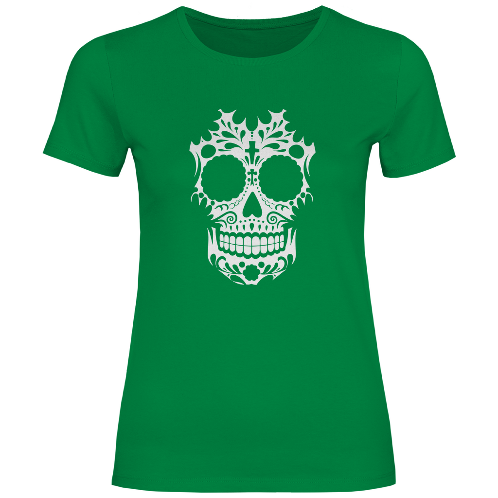Damen T-Shirt Totenkopf Weiß
