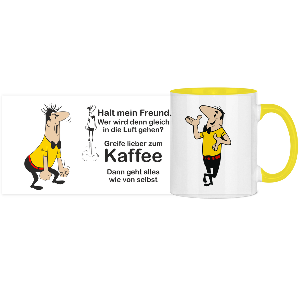 Tassendruck HB-Männchen, Panorama Tasse zweifarbig, Bruno, Tasse bedruckt