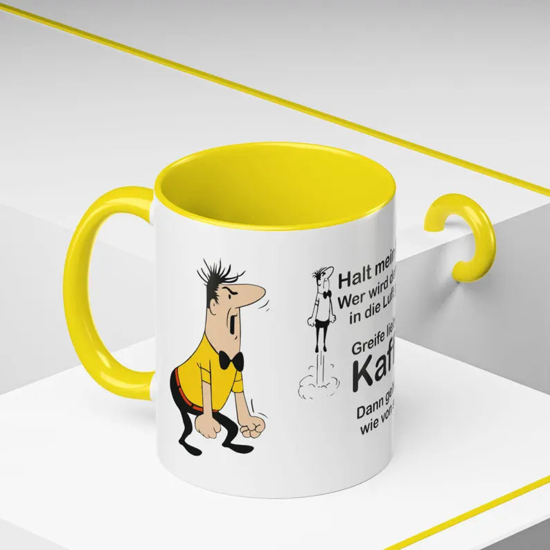 Tassendruck HB-Männchen, Panorama Tasse zweifarbig, Bruno, Tasse bedruckt