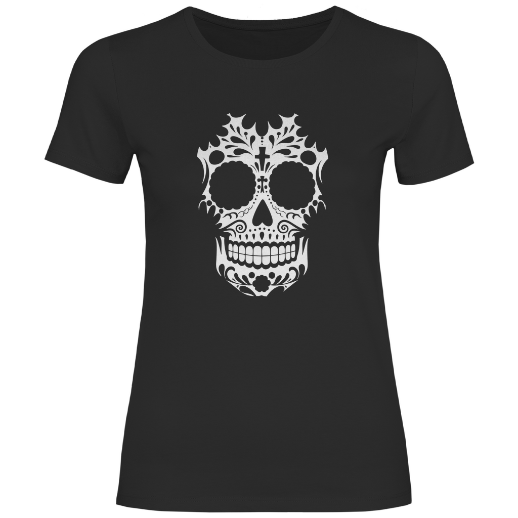 Damen T-Shirt Totenkopf Weiß