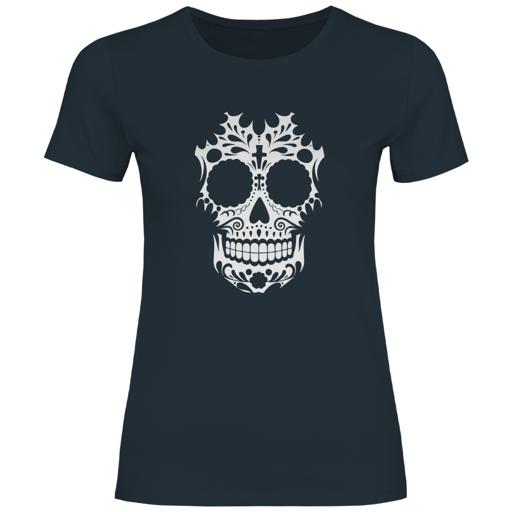 Damen T-Shirt Totenkopf Weiß