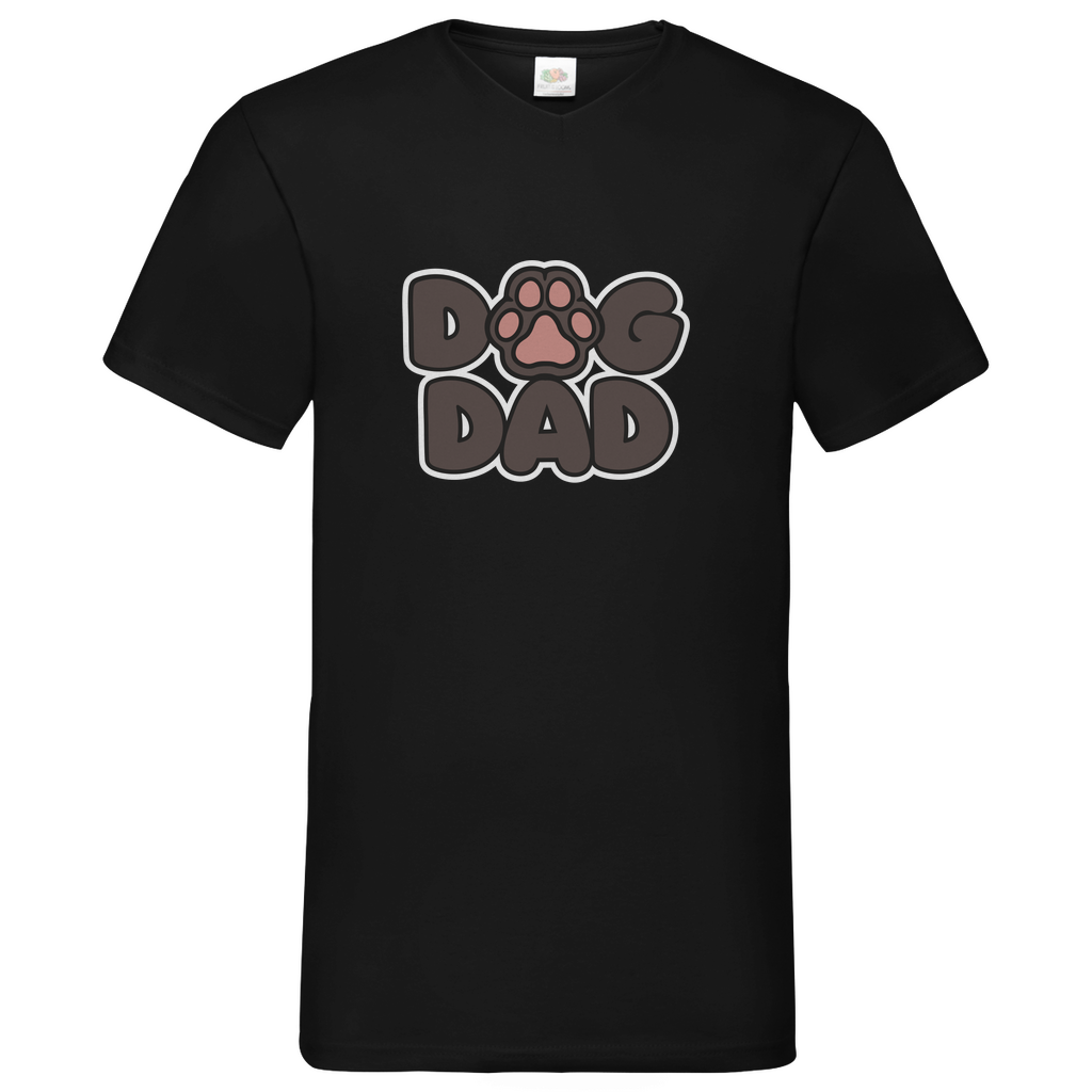 Herren Basic V-Neck T-Shirt Dog Dad Weiß