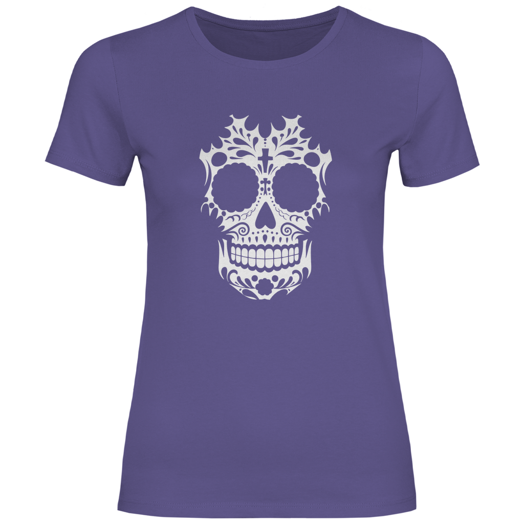 Damen T-Shirt Totenkopf Weiß