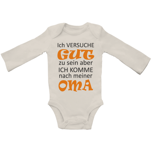 Baby Bio Bodysuite Strampler Langarm mit Spruch "Oma"