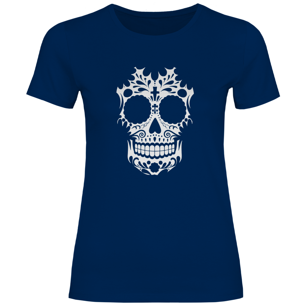 Damen T-Shirt Totenkopf Weiß