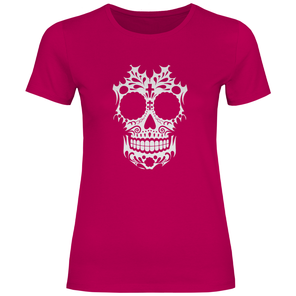 Damen T-Shirt Totenkopf Weiß