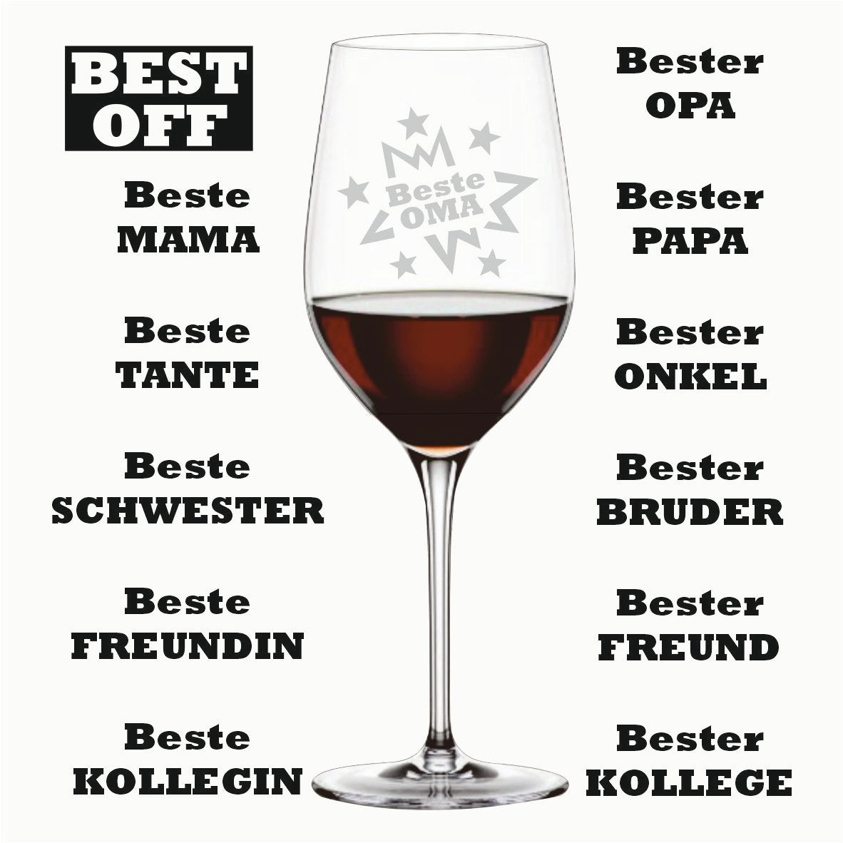 Weinglas mit Gravur – für Rotwein ca. 49cl aus Kristallin