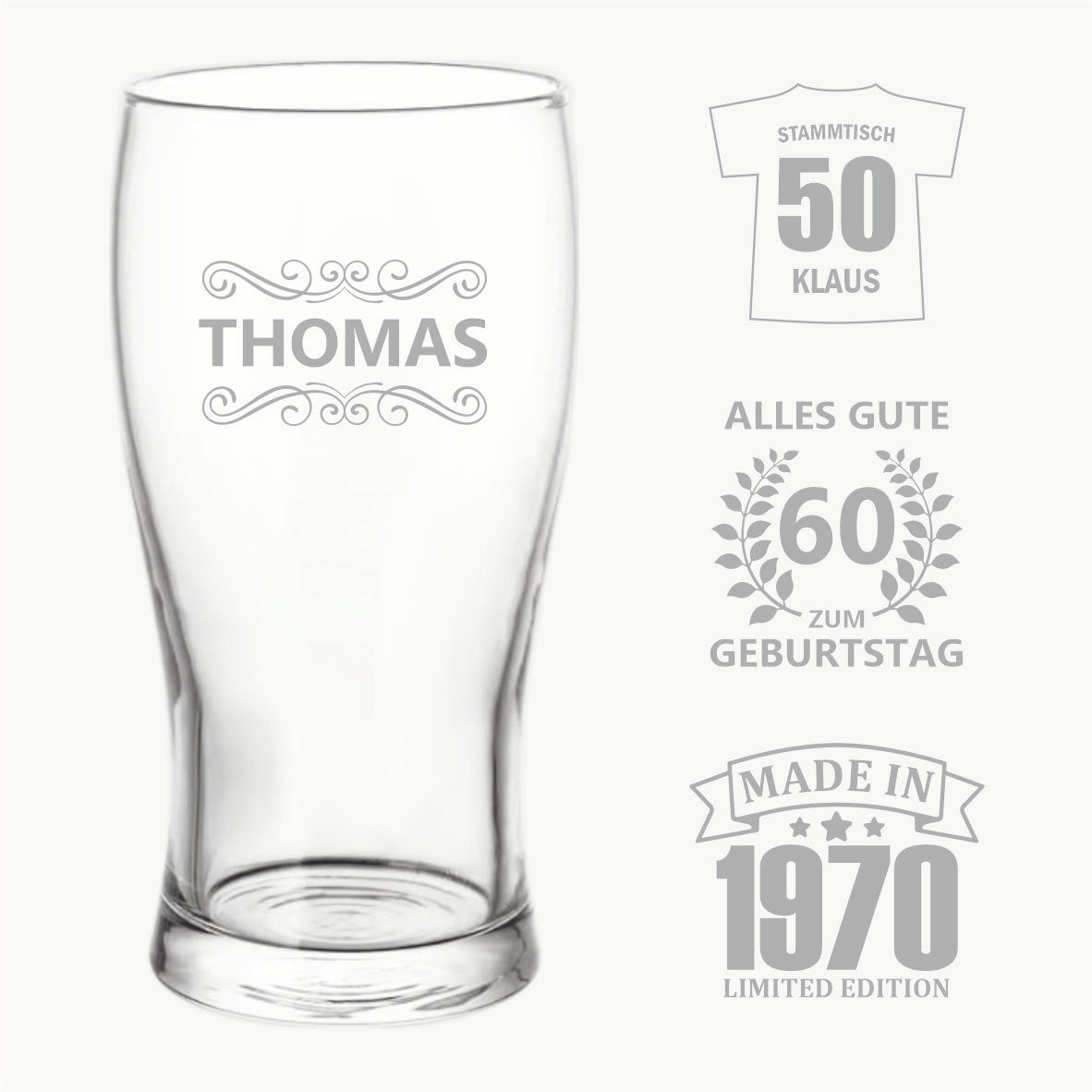 Bierglas mit Gravur - für helle Biere 0,5 l