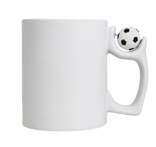 Tasse Fußball mit drehbarem Fußball am Henkel