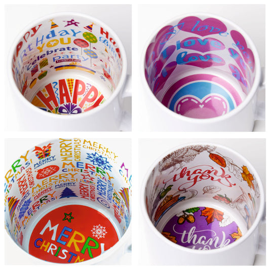 Mottotasse mit verschiedenen Themen für den Tassendruck mit deinem Motiv