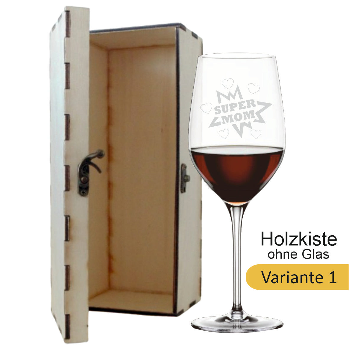 Geschenkkiste aus Holz - passend zu gravierten Gläsern deiner Wahl