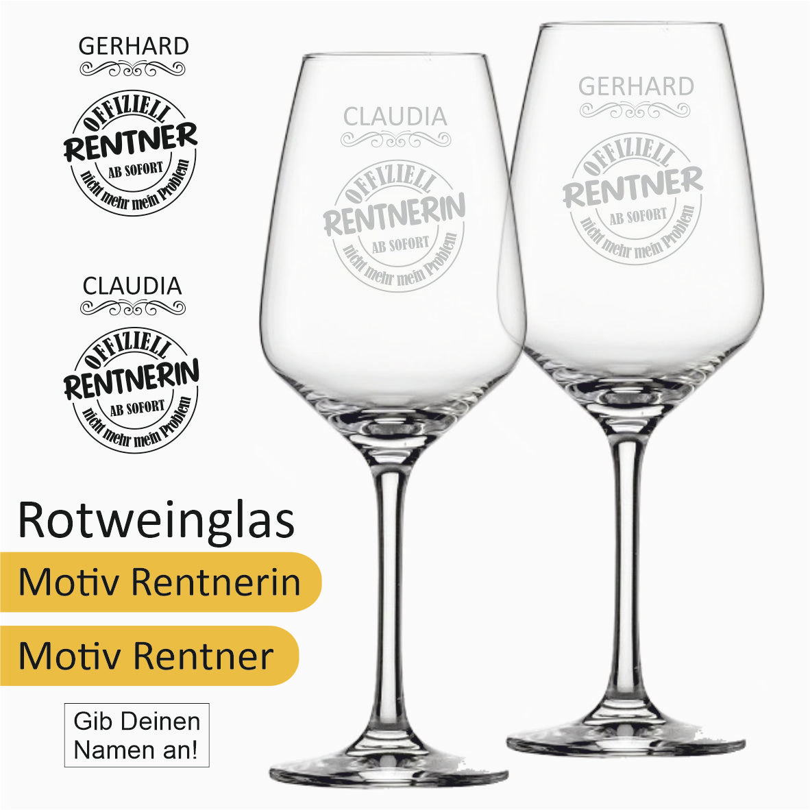 Weinglas mit Gravur – für Rotwein ca. 49cl aus Kristallin