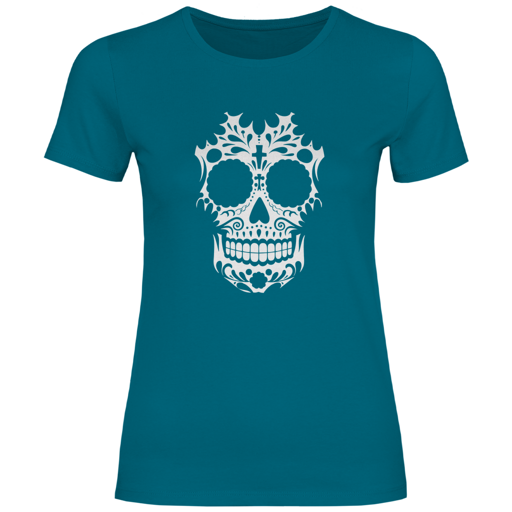 Damen T-Shirt Totenkopf Weiß