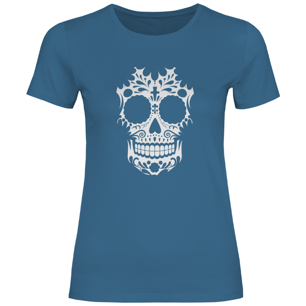 Damen T-Shirt Totenkopf Weiß