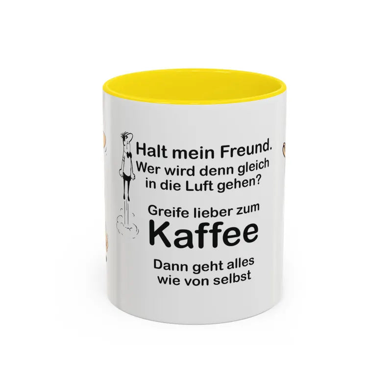 Tassendruck HB-Männchen, Panorama Tasse zweifarbig, Bruno, Tasse bedruckt